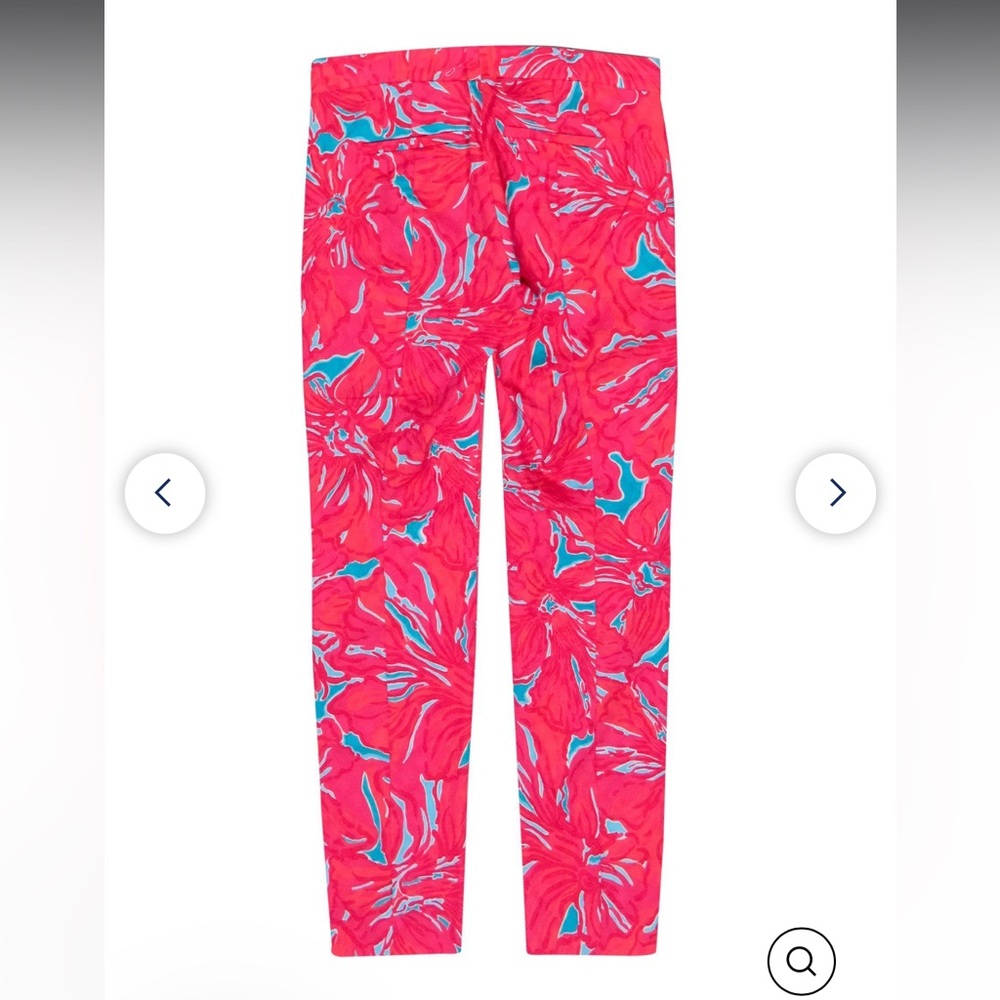 Lily Pulitzer Pink and Blue Floral Skinny Trouser Pant Size 0 - Picture 3 of 3